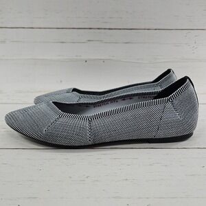 Skechers Cleo Emerald  Womens 11 Black‎ White Slip On Ballet Flats Shoes 158021